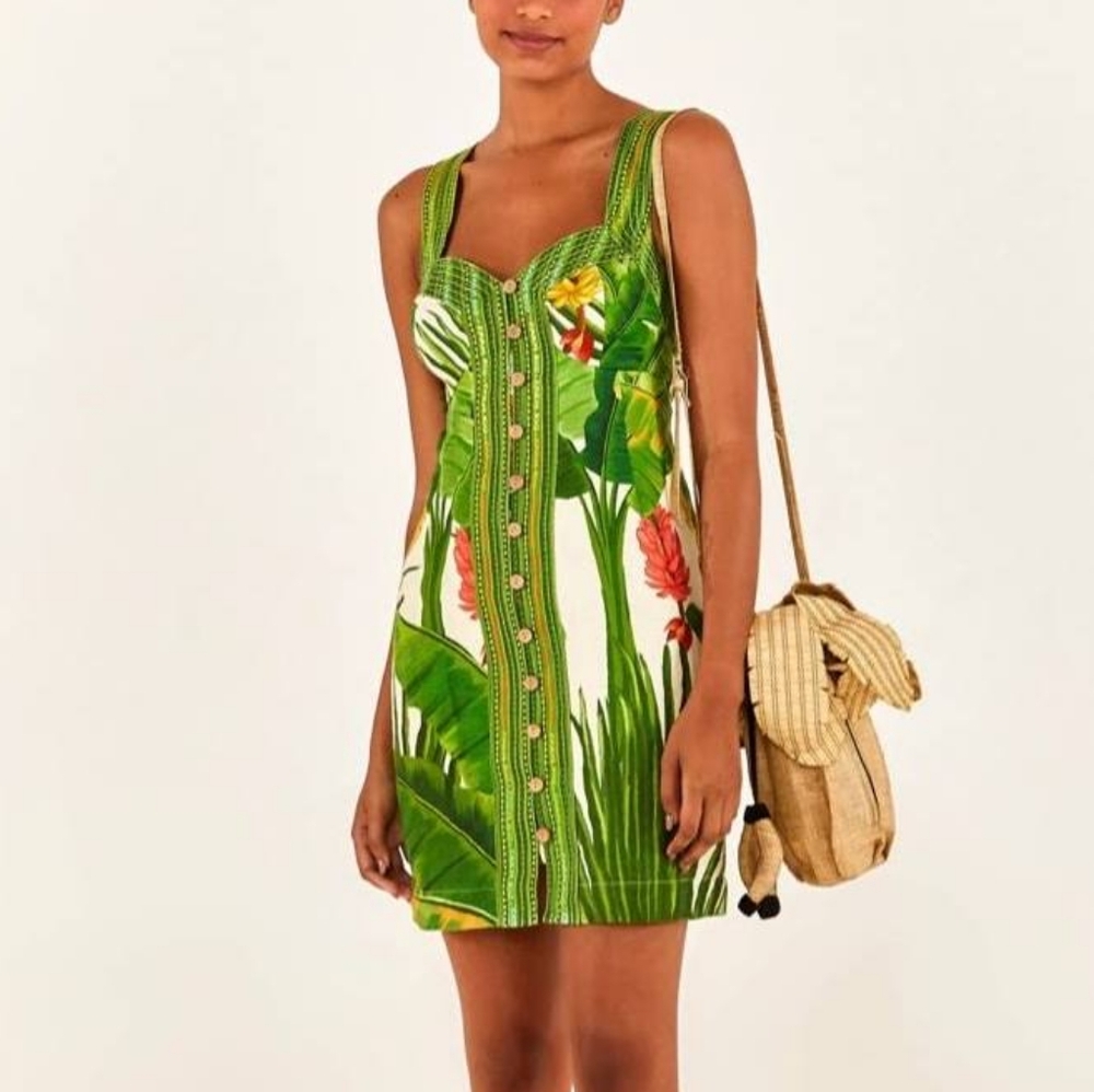 Farm Rio Palms Mini Dress L - Picture 2 of 6